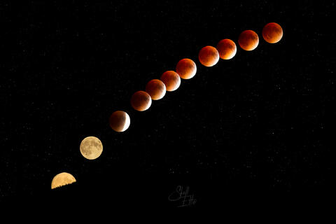 Lunar Eclipse Moon Trail iin Franconia Notch State Park, NH