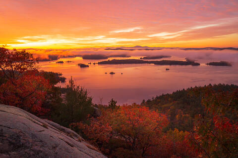 Sunrise Flames Over Squam Lake