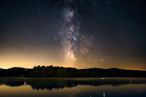 Milky Way over Pemigewasset Lake in New Hampton NH.