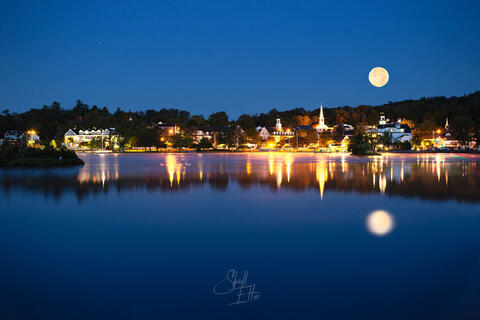 Full Moon over Meredith Mills on Lake Winnipesaukee in Meredith NH