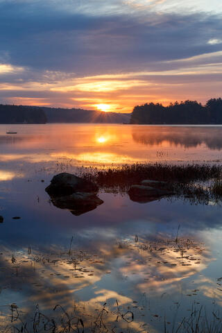 Rocky Shore Sunrise, Lake Waukewan