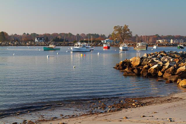 Rye Harbor in early morning in Rye, NH