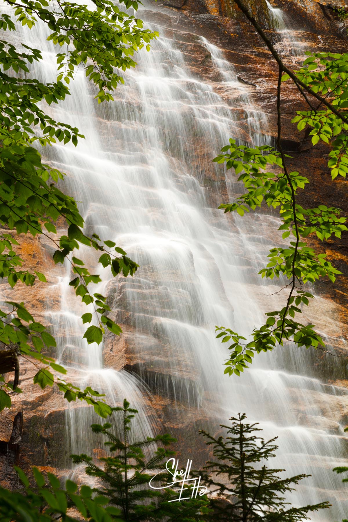 Glimpse of Arethusa Falls A zoomed in glimpse of Arethusa Falls cascading down the cliffs.