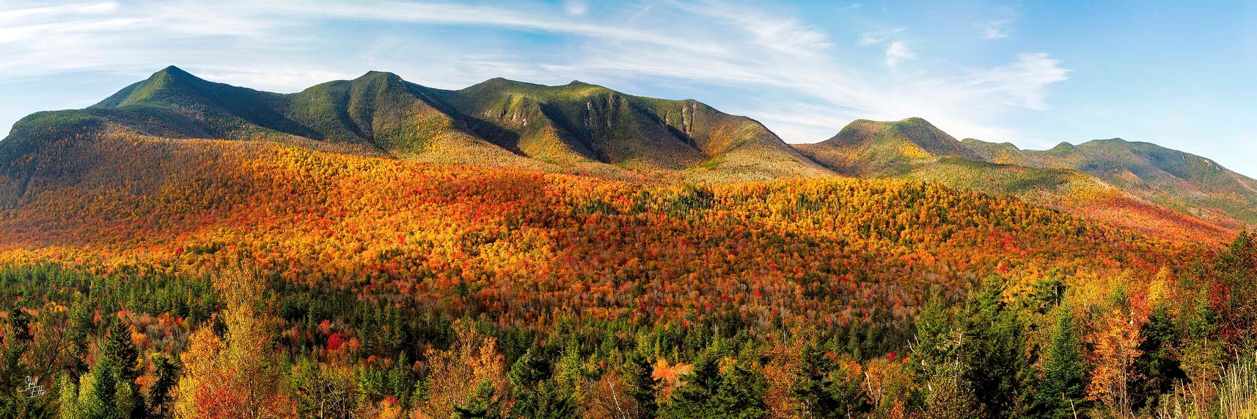 Osceola to Scar Ridge Kancamagus Autumn Panoramic Osceola and Scar Ridge Autumn panoramic view