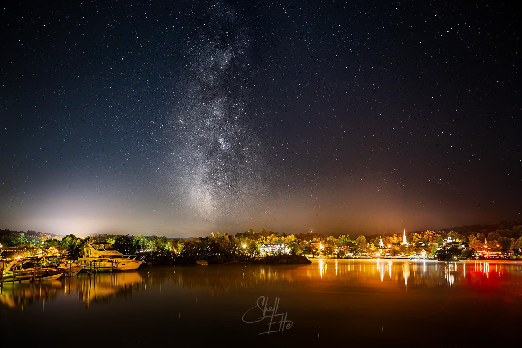Milky Way Over Meredith Mills, Lake Winnipesaukee Milky Way rising above Meredith Mills and Meredith Bay on Lake Winnipesaukee in Meredith NH.